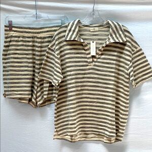 Anthropologie Striped Beige and Black Set